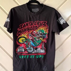 Santa Cruz Maniacs 'Lyft It Up!' Black Graphic Tee
